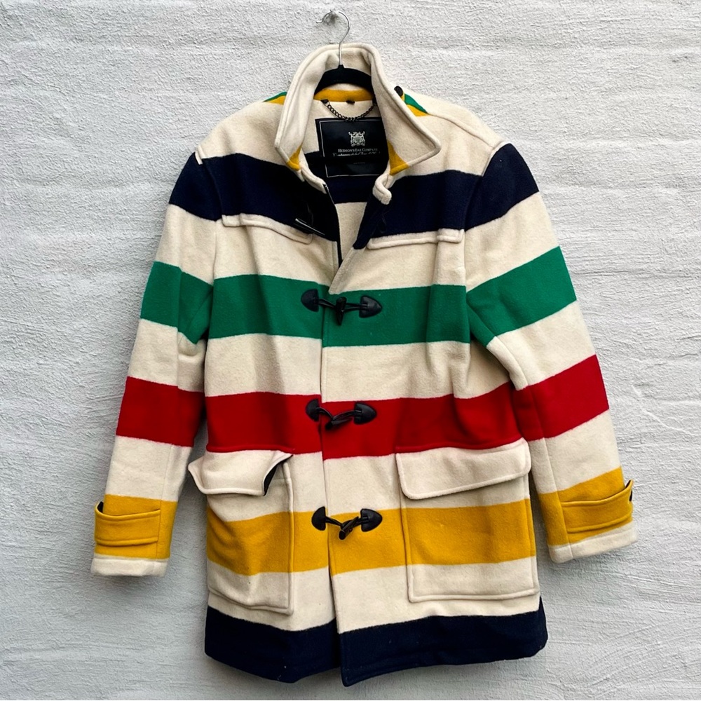 RARE hudson’s bay company multi color pendleton wool peacoat